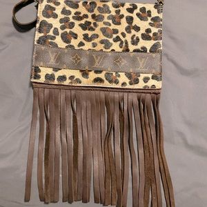 Cowhide Crossbody with LV accent